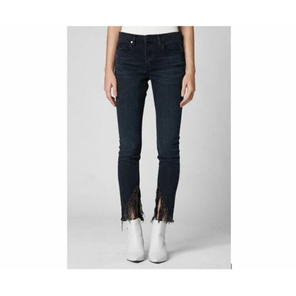 BlankNYC Jeans Bond Vixen Dark Wash Frayed Slanted Hem Skinny SZ 28 NWT